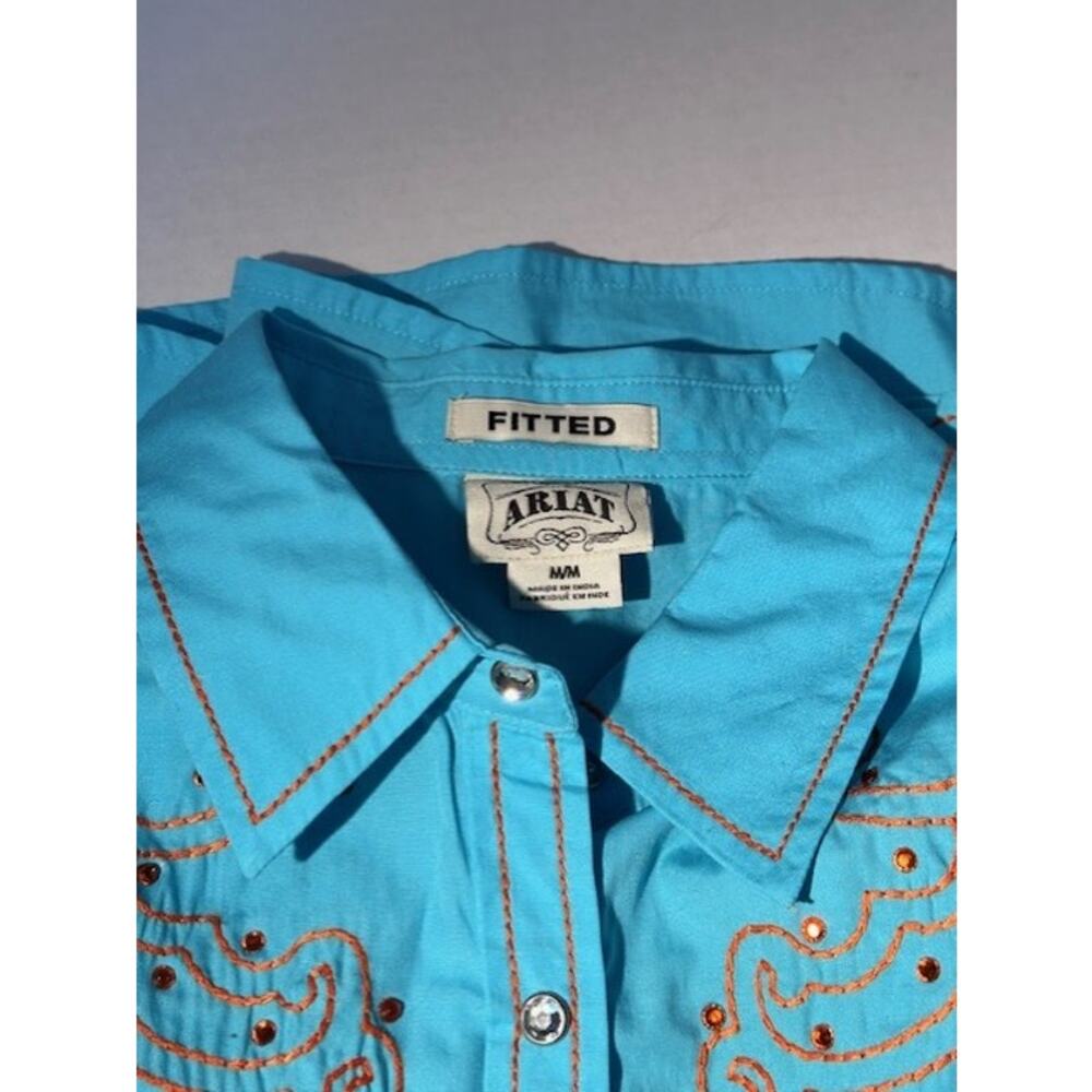 Ariat Shelby Fitted Western Shirt Womens Medium Blue Radiance Snap Front Ranch - Picture 7 of 14